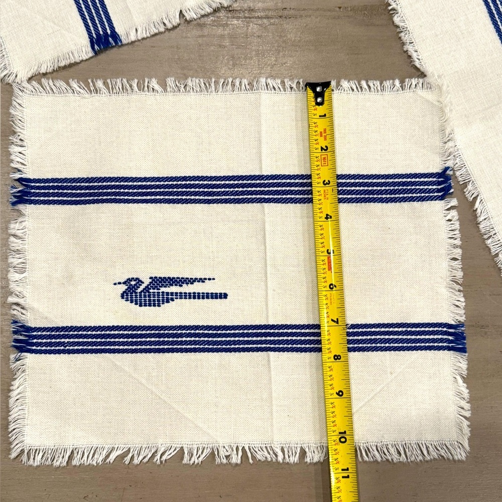 Vintage Hand-Embroidered Cotton Napkins – Set of 4 – Blue Bird Motif - Picture 5 of 7